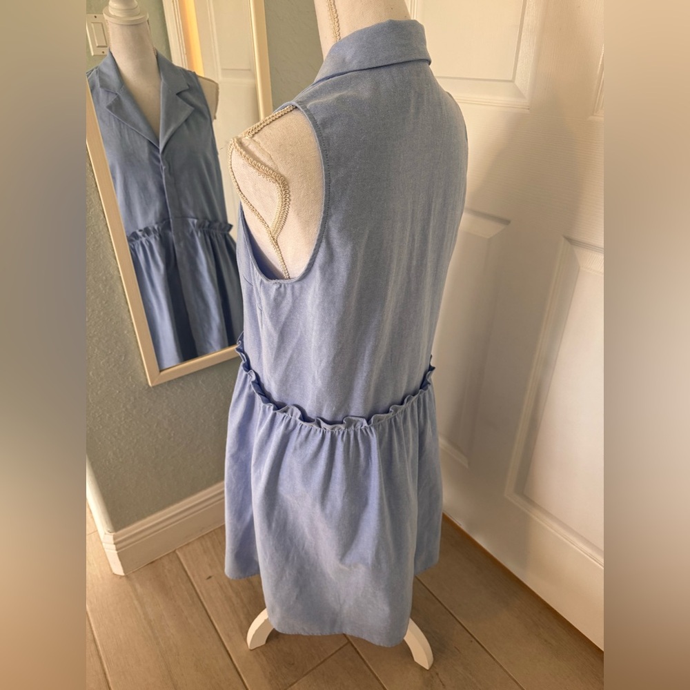 Tuckernuck Oxford Blue Sleeveless Royal Shirt Dress sz M - Picture 13 of 16